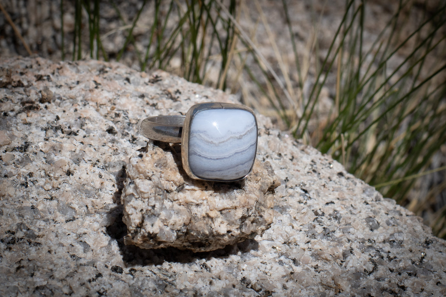 BLUE LACE AGATE RING - 11.5