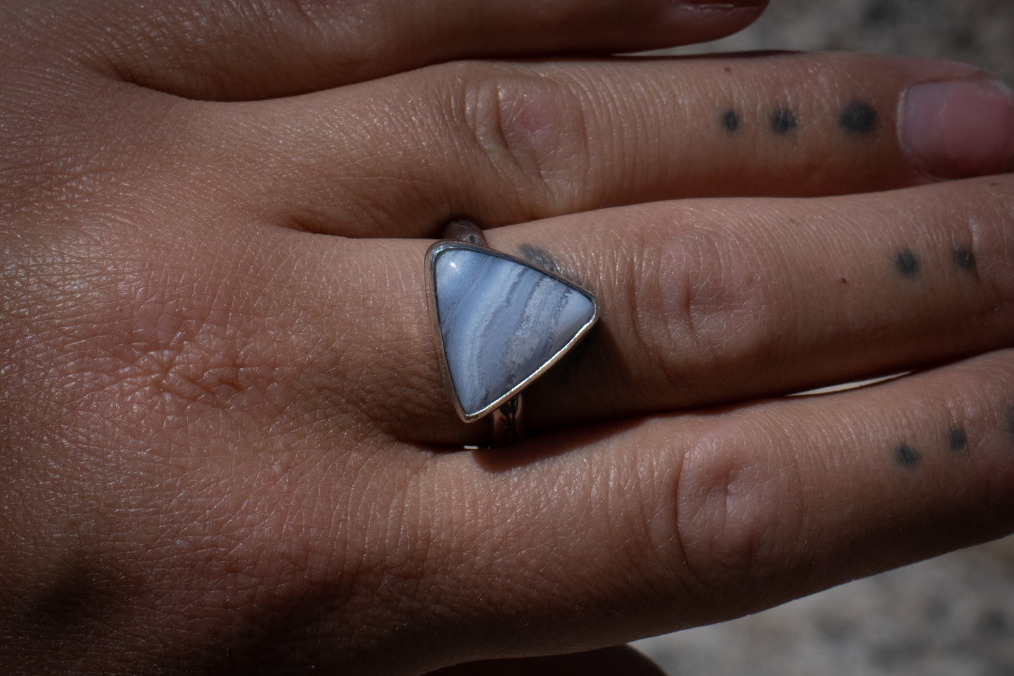 BLUE LACE AGATE RING - 9
