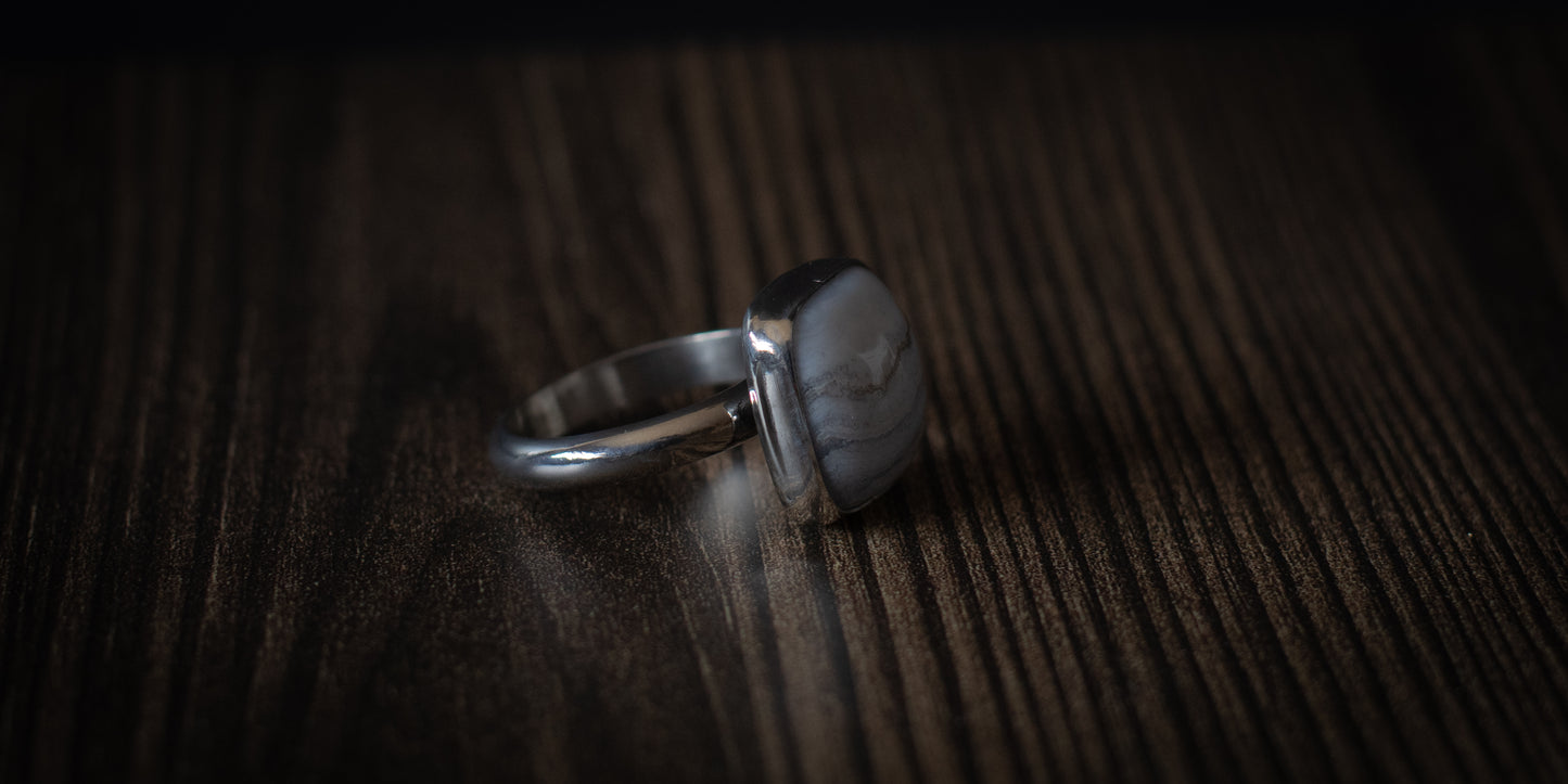 BLUE LACE AGATE RING - 11.5