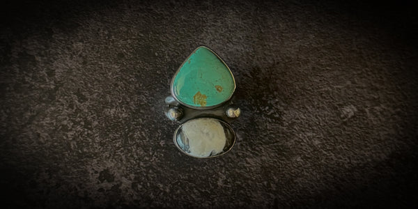 ROYSTON TURQUOISE + WHITE BUFFALO RING - 11