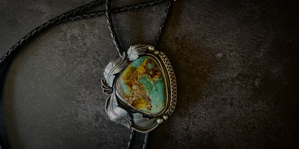 NATURAL FOX MINE TURQUOISE BOLO TIE