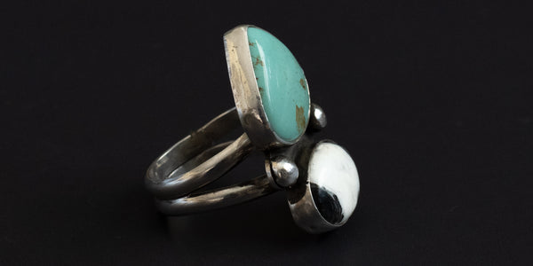 ROYSTON TURQUOISE + WHITE BUFFALO RING - 11