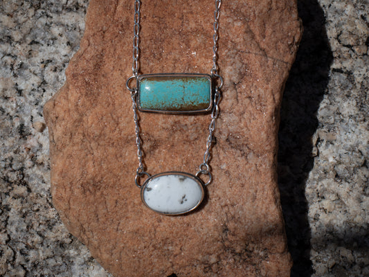 #8 TURQUOISE + WHITE BUFFALO NECKLACE