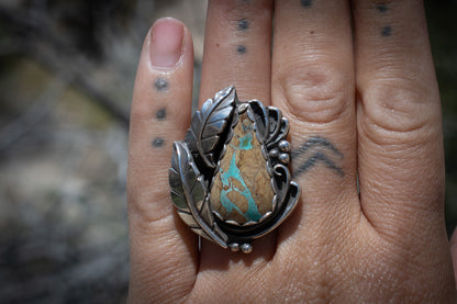 ROYSTON TURQUOISE LEAF RING - 7.75