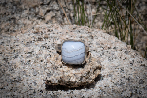 BLUE LACE AGATE RING - 11.5