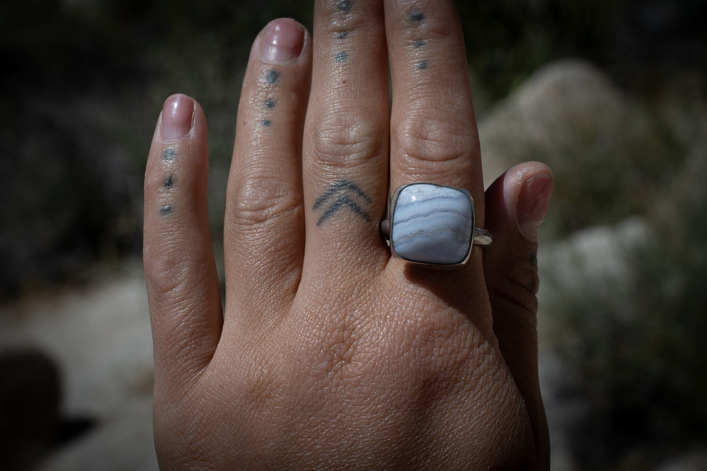 BLUE LACE AGATE RING - 11.5