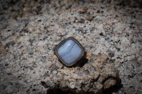 BLUE LACE AGATE RING - 5