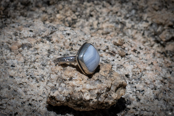 BLUE LACE AGATE RING - 5