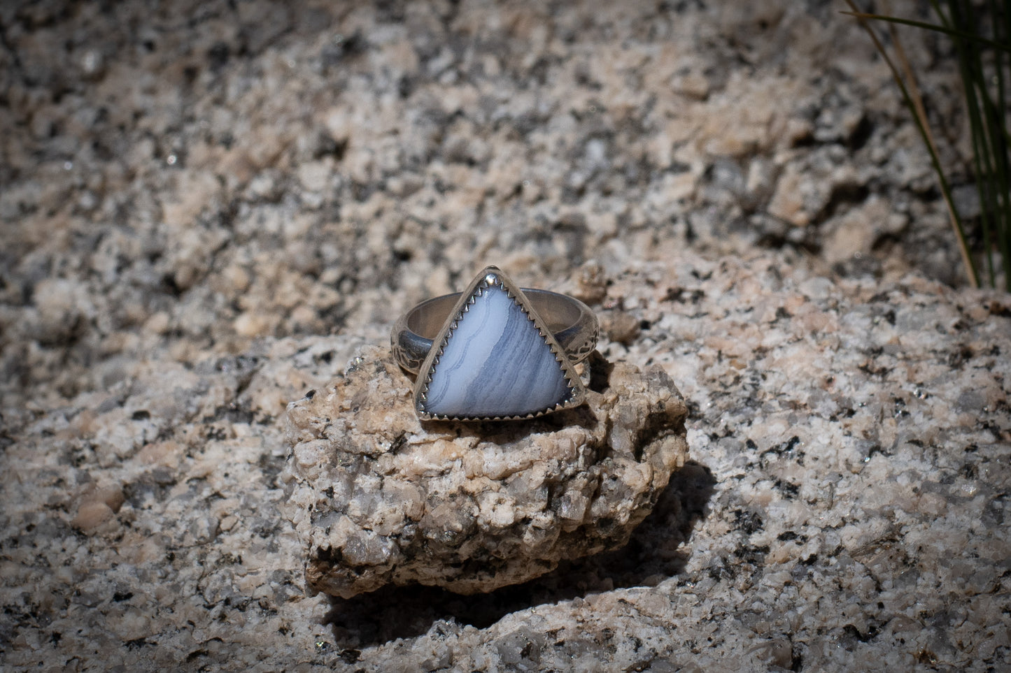 BLUE LACE AGATE RING - 6.75