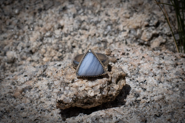 BLUE LACE AGATE RING - 6.75