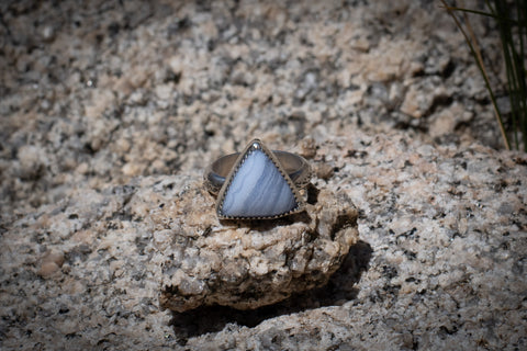 BLUE LACE AGATE RING - 6.75