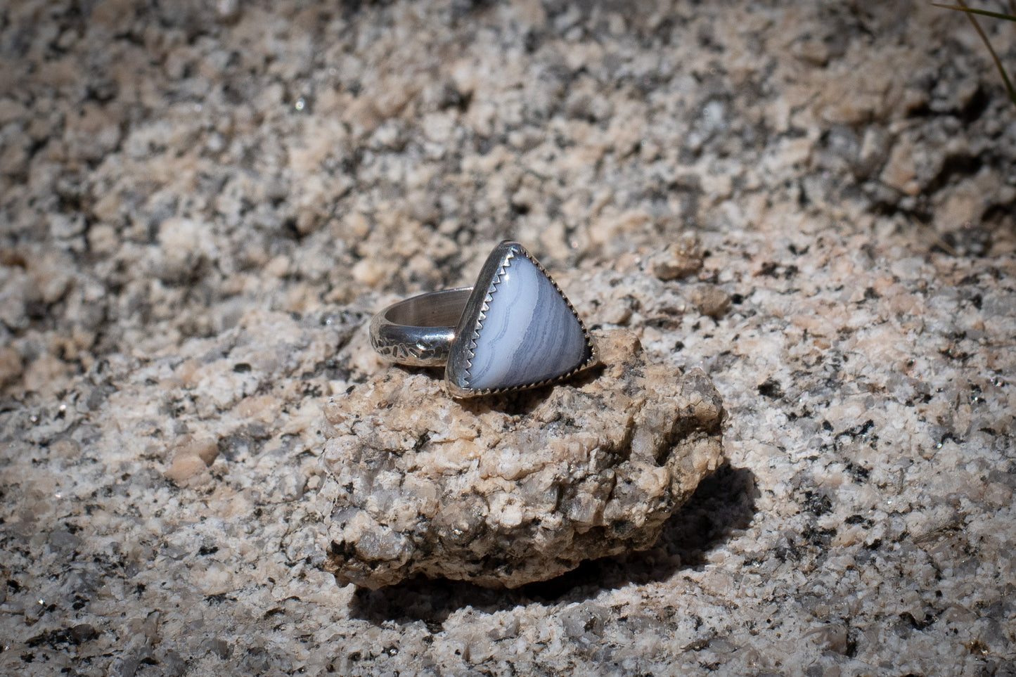 BLUE LACE AGATE RING - 6.75