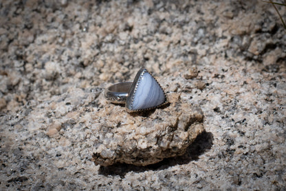 BLUE LACE AGATE RING - 6.75