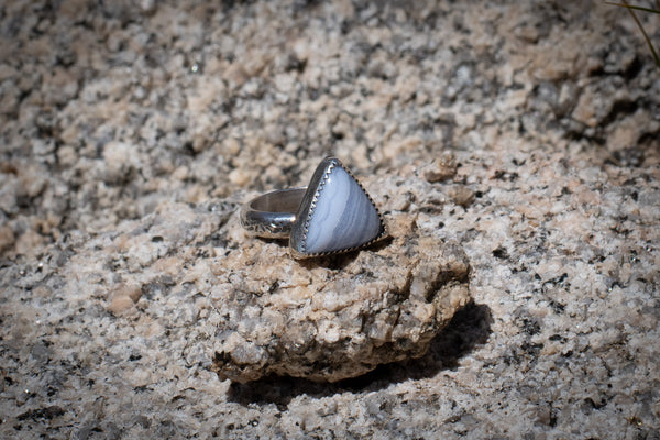 BLUE LACE AGATE RING - 6.75