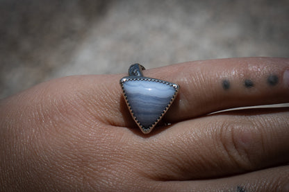 BLUE LACE AGATE RING - 6.75
