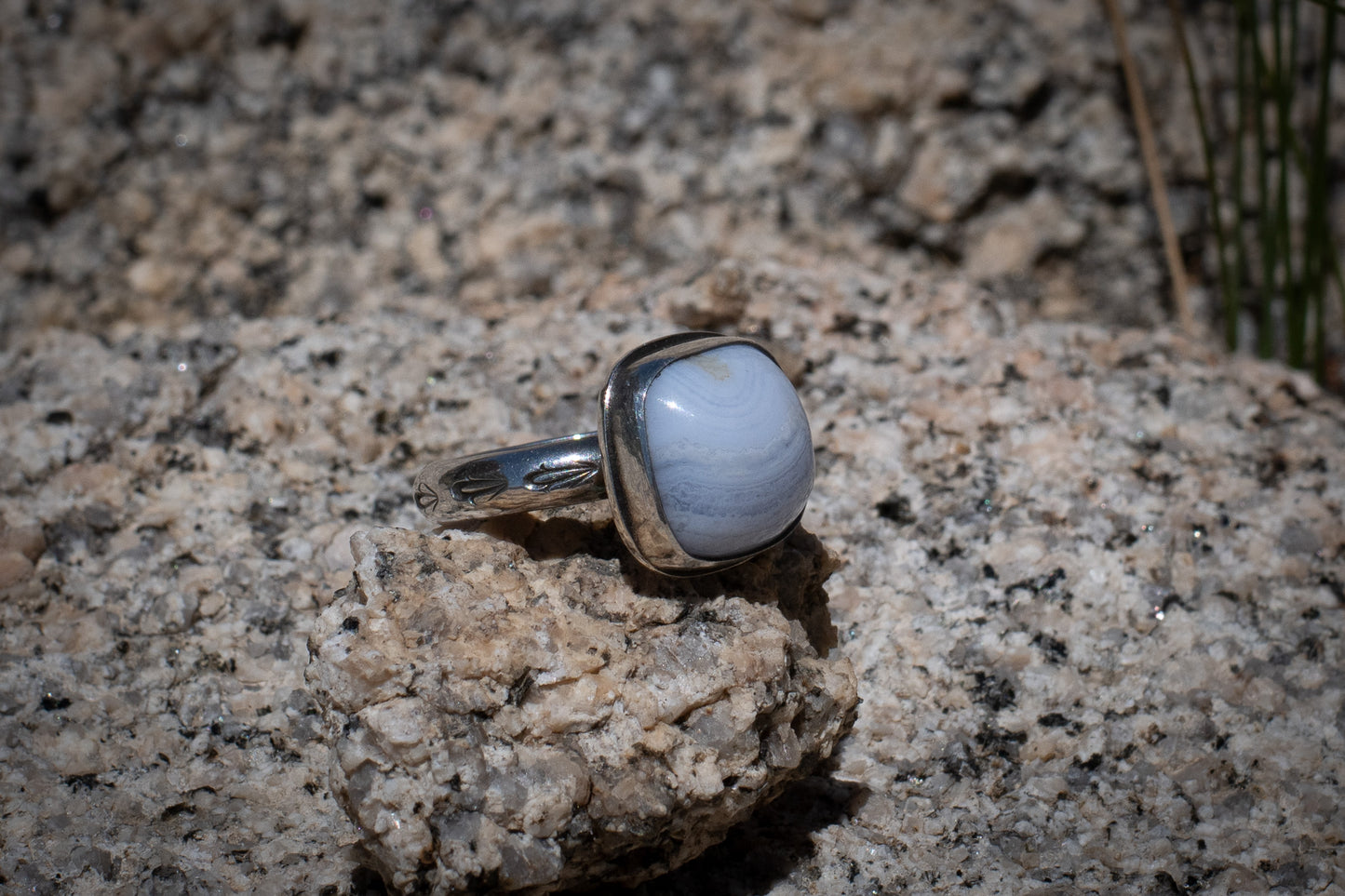 BLUE LACE AGATE RING - 8