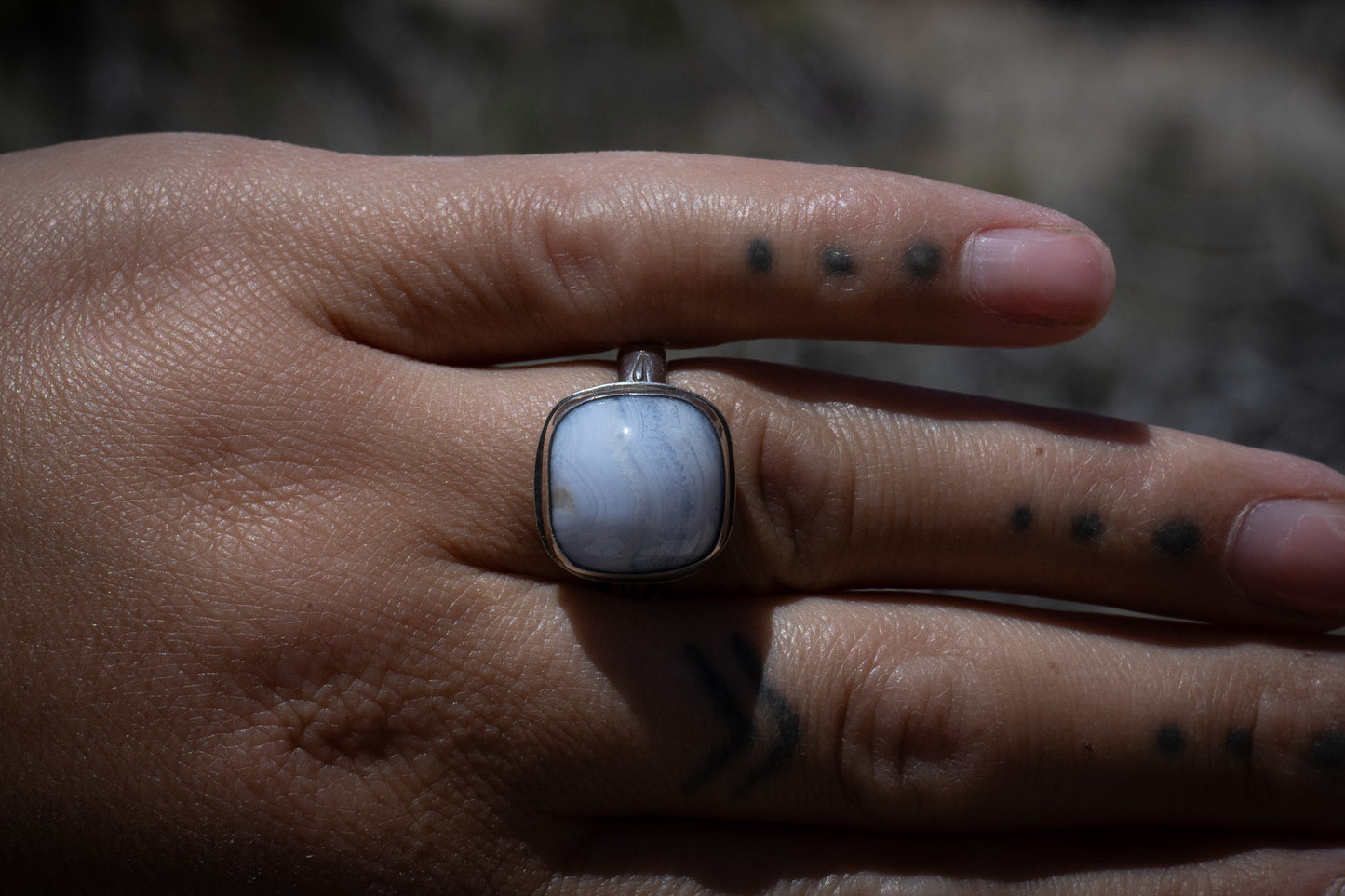 BLUE LACE AGATE RING - 8