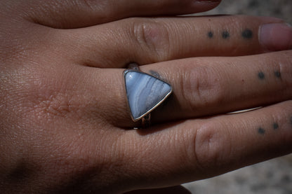 BLUE LACE AGATE RING - 9
