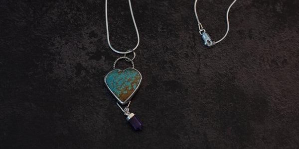 #8 TURQUOISE HEART NECKLACE - AMETHYST