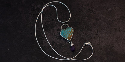 #8 TURQUOISE HEART NECKLACE - AMETHYST
