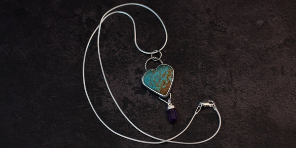 #8 TURQUOISE HEART NECKLACE - AMETHYST