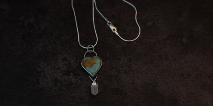 #8 TURQUOISE HEART NECKLACE - ROSE QUARTZ