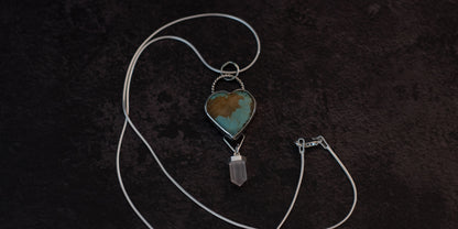 #8 TURQUOISE HEART NECKLACE - ROSE QUARTZ