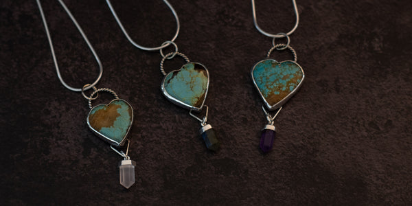 #8 TURQUOISE HEART NECKLACE - AMETHYST