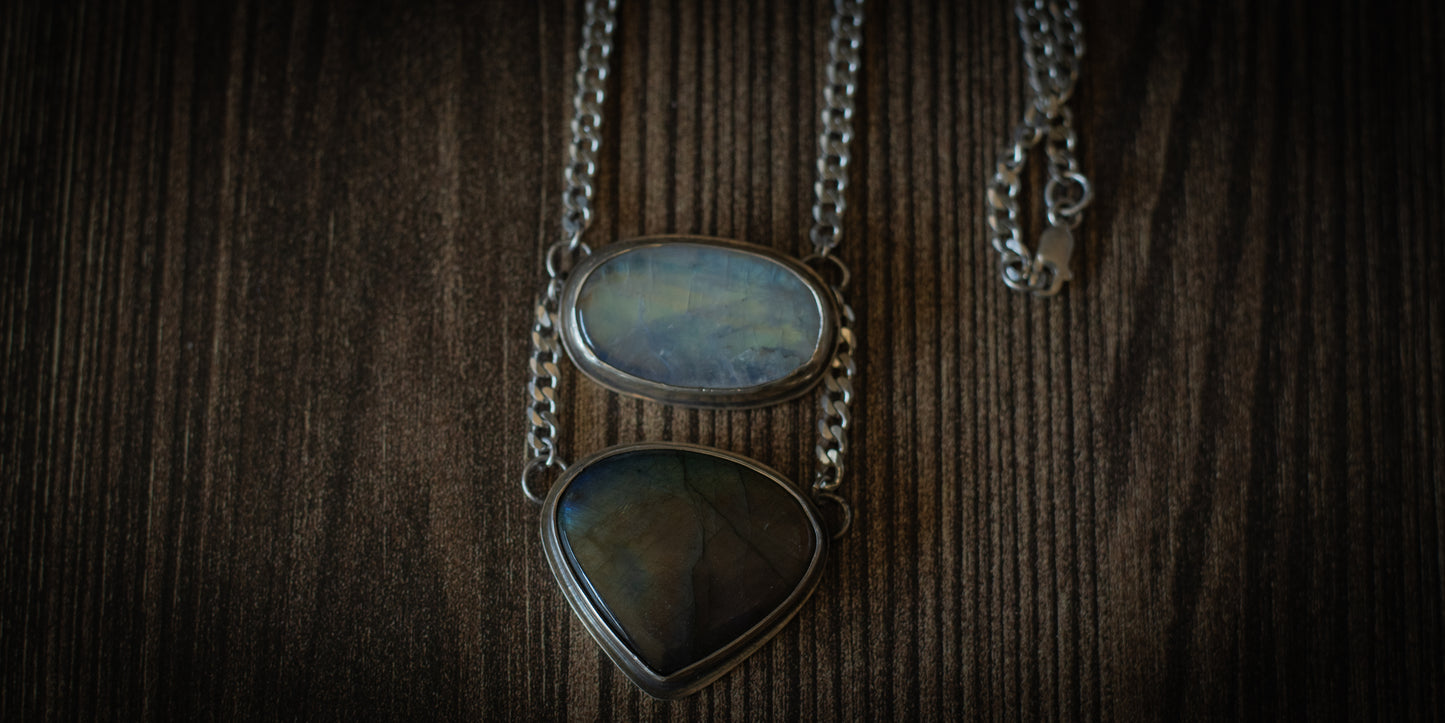 MOONSTONE + LABRADORITE NECKLACE
