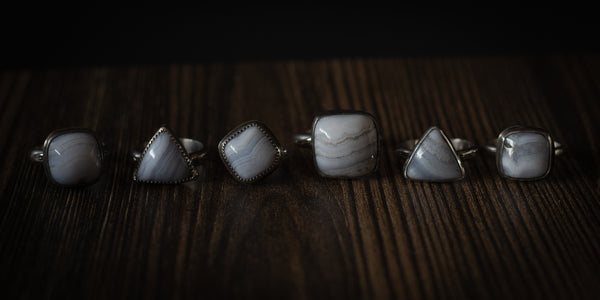 BLUE LACE AGATE RING - 6.75