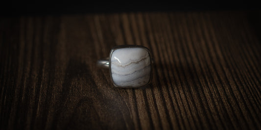 BLUE LACE AGATE RING - 11.5