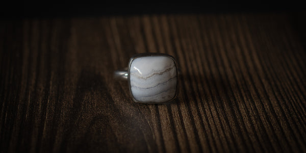 BLUE LACE AGATE RING - 11.5
