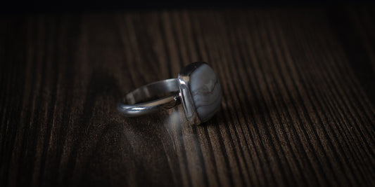BLUE LACE AGATE RING - 11.5