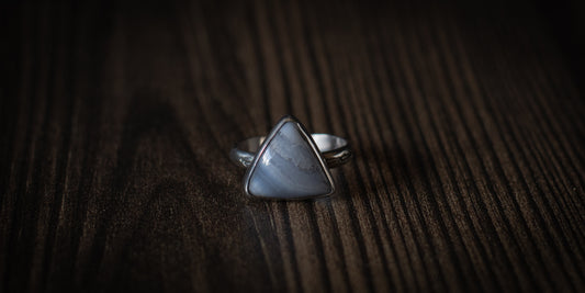 BLUE LACE AGATE RING - 9