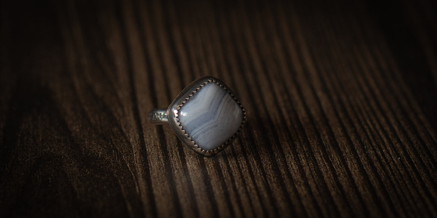 BLUE LACE AGATE RING - 5