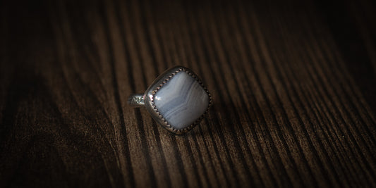 BLUE LACE AGATE RING - 5
