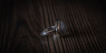 BLUE LACE AGATE RING - 5