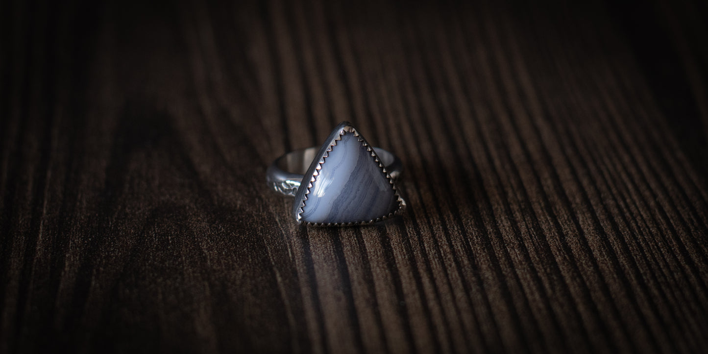 BLUE LACE AGATE RING - 6.75