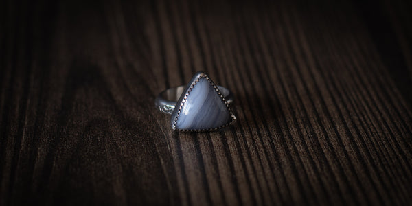 BLUE LACE AGATE RING - 6.75