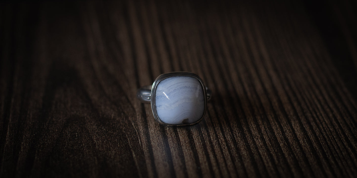 BLUE LACE AGATE RING - 8