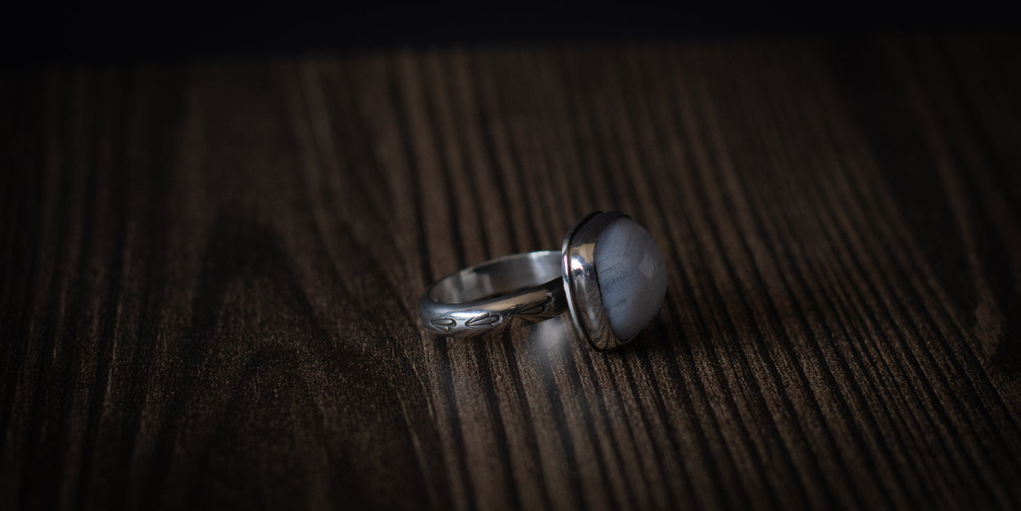 BLUE LACE AGATE RING - 8
