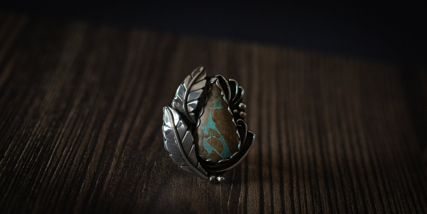 ROYSTON TURQUOISE LEAF RING - 7.75