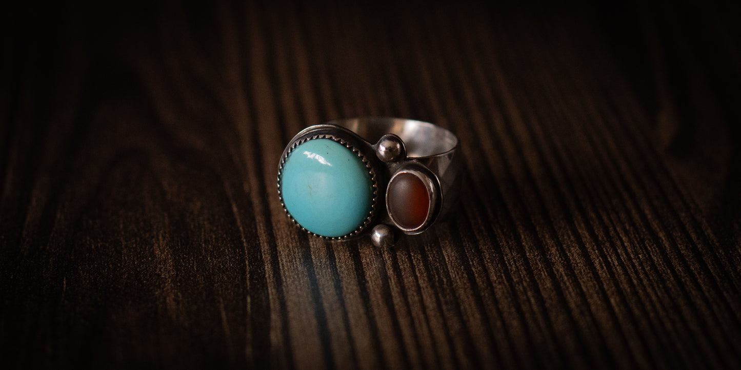 ROYSTON TURQUOISE + CARNELIAN  RING - 11