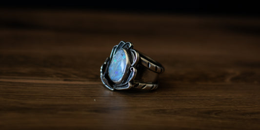 BOULDER OPAL LEAF RING - 8