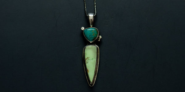 LEMON CHRYSOPRASE + CAMPITOS TURQUOISE CACTUS NECKLACE