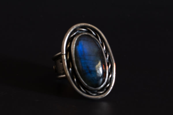 Labradorite Ring Size 9 - Sterling Silver Labradorite Ring