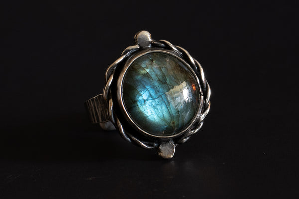 Labradorite Ring Size 8 - Sterling Silver Labradorite Ring