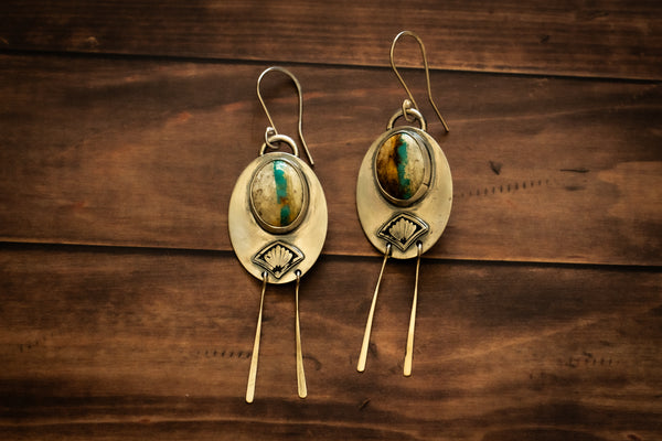 ROYSTON RIBBON TURQUOISE TASSEL EARRINGS