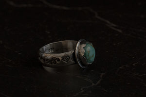 Kingman Turquoise + Sterling Silver Ring ~ Size 8