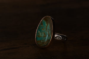 Campitos Turquoise + 14k Gold-filled + Sterling Silver Ring ~ Size ~ 6